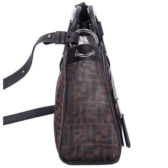 FENDI Runaway Shopper Tote Bag 8BH353-A6D6 Black Dark Brown - Picture 5 of 9